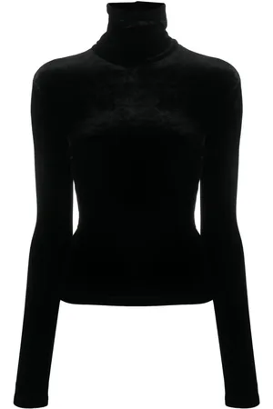 Saint Laurent High-neck velvet T-shirt