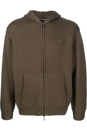 Emporio Armani Logo-embroidered virgin wool hoodie