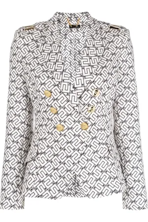 Elisabetta Franchi Monogram-print double-breasted blazer