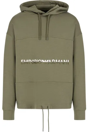 Emporio Armani Logo-embroidered drawstring hoodie