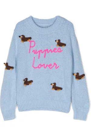 MC2 SAINT BARTH Puppies Lover-embroidered ribbed-knit jumper