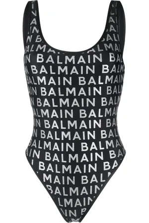 Balmain Logo-print scoop-neck swimsuit