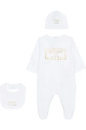 Balmain Logo-print cotton babygrow set