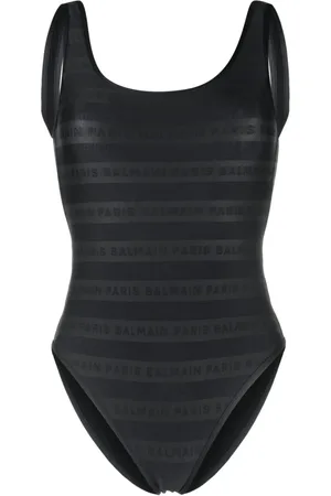 Balmain Logo-print scoop-neck swimsuit
