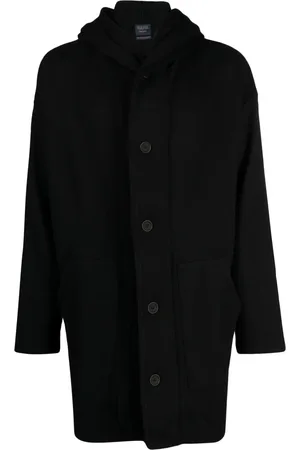 YOHJI YAMAMOTO Long-sleeved hooded single-breasted coat