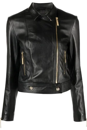 Roberto Cavalli Logo-patch leather jacket