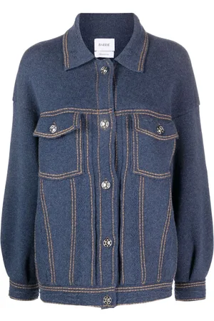 Barrie Contrast-stitching denim-effect jacket
