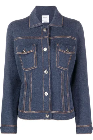 Barrie Contrast-stitching denim-effect jacket