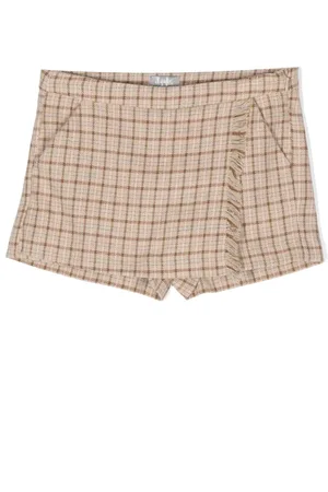 Il gufo Checked fringe-detail short