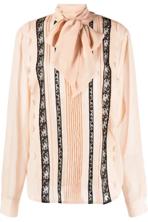 P.A.R.O.S.H. Attached-scarf floral-lace blouse