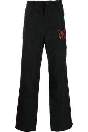Palm Angels Logo-embroidered checked trousers