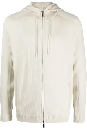 Emporio Armani Ribbed-knit zip-up hoodie