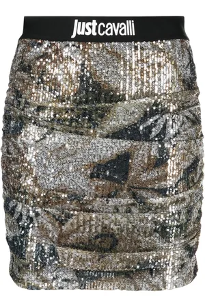 Roberto Cavalli Sequined ruched skirt