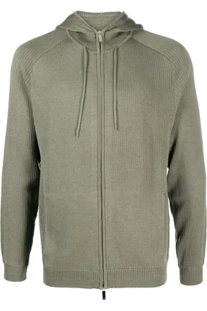 Emporio Armani Ribbed-knit zip-up hoodie