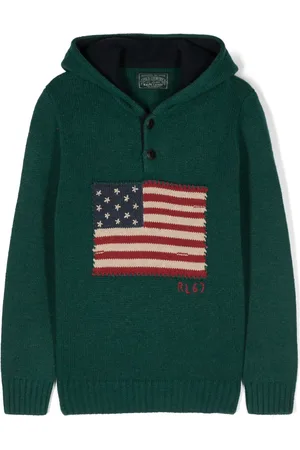 Ralph Lauren Flag-embroidered knitted hoodie