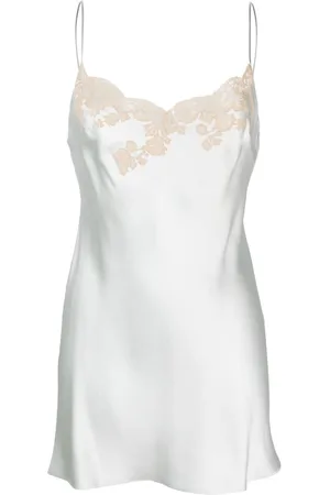 CARINE GILSON Calais-Caudry lace-trim silk slip dress