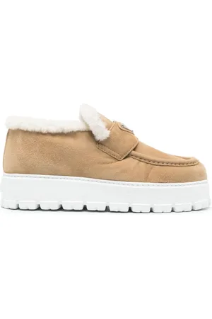 Prada Triangle-logo shearling loafers