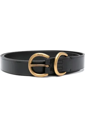 Ralph Lauren Double-ring leather skinny belt