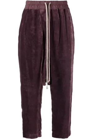 Rick Owens Drop-crotch velour cropped trousers