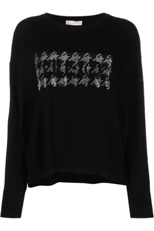 Liu Jo Rhinestone-logo long-sleeve jumper