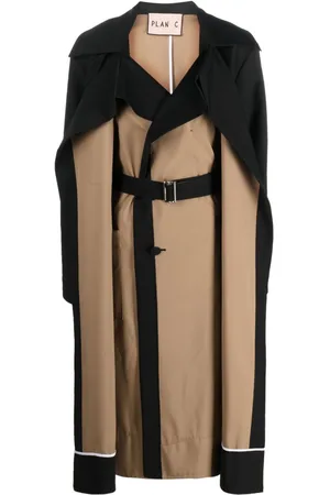 Plan C Mantel two-tone belted trench coat