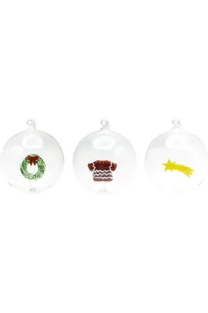 CU I SEEYOU Christmas 3D-detailing glass baubles (set of three)