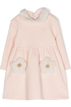 Il gufo Faux-fur floral-patch dress