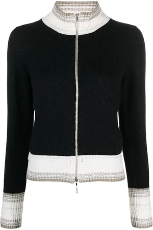 Barrie Mottled zip-up cashmere cardigan