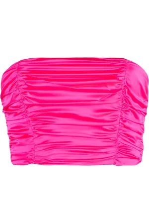 ROTATE Ruched satin cropped top