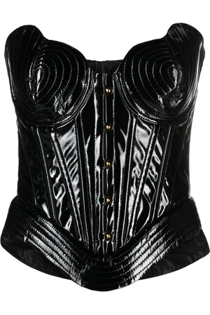 MARIA LUCIA HOHAN Electra patent-finish corset top