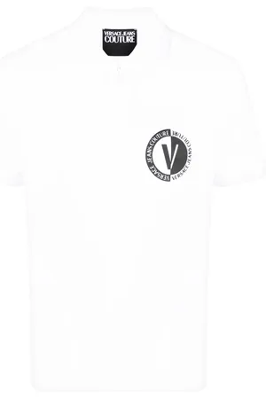 VERSACE Logo-print cotton polo shirt