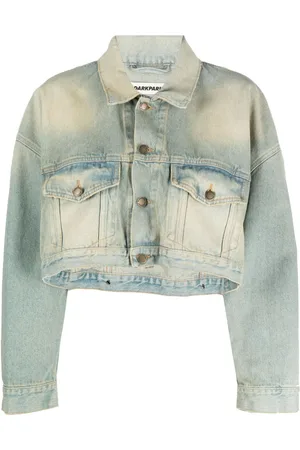 DARKPARK Bleach-effect cropped denim jacket