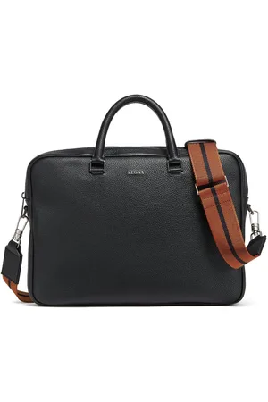 Ermenegildo Zegna Edgy logo-lettering leather briefcase