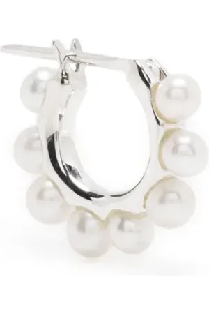 E.M. Pearl-detail hoop earrings
