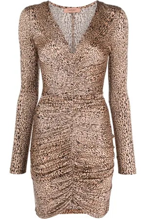 Twin-Set Leopard-print ruched minidress