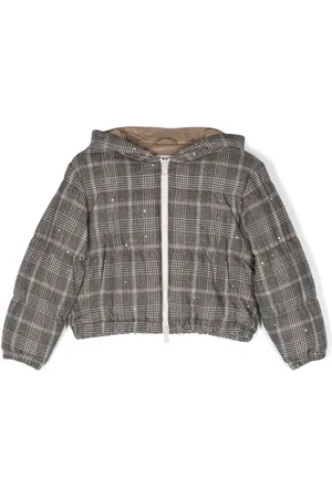 Brunello Cucinelli Hooded checked padded jacket