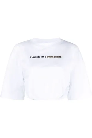 Palm Angels Sunset ruched cropped T-shirt