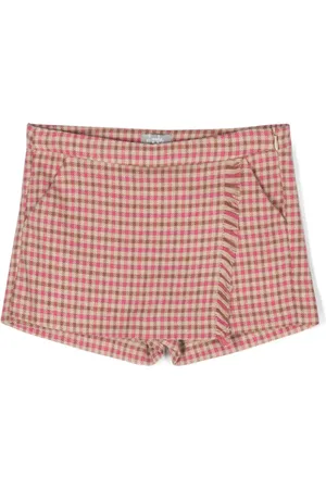 Il gufo Checked fringe-detailing short