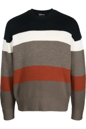Emporio Armani Intarsia-knit striped-pattern jumper