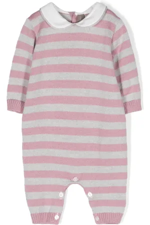 LITTLE BEAR Stripe-print virgin wool romper