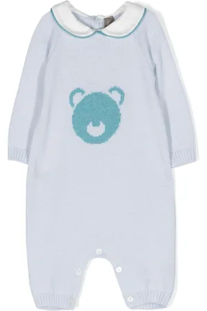 LITTLE BEAR Bear-motif virgin wool romper