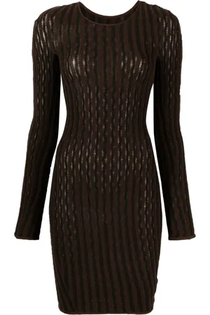 Isa Boulder Cactus ladder-knit minidress