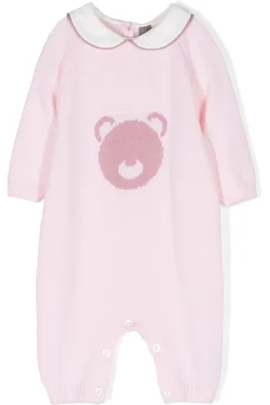 LITTLE BEAR Bear-motif virgin wool romper