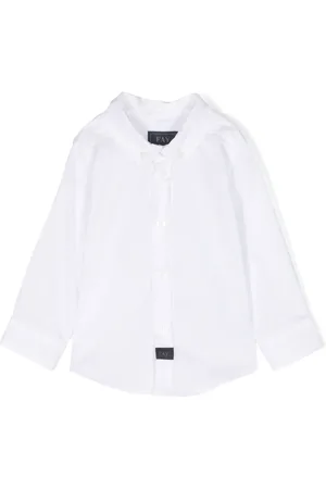 FAY Logo-patch cotton shirt