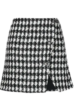 Self-Portrait Houndstooth bouclé skirt