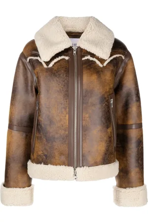Stand Studio Faux-shearling trim zip-up jacket