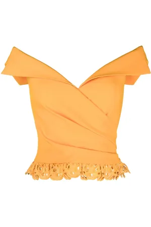 GEMY MAALOUF Off-shoulder lace-trim wrap top