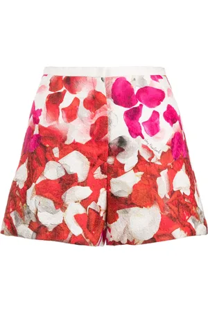 GEMY MAALOUF Floral-print high-waist jacquard shorts