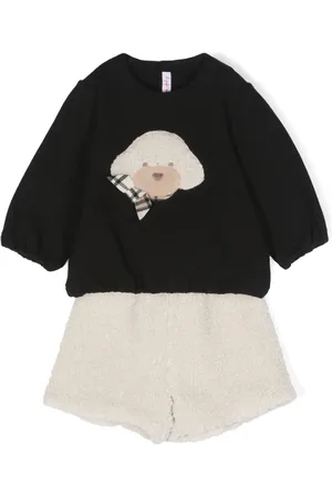 Il gufo Shearling cotton babygrow set