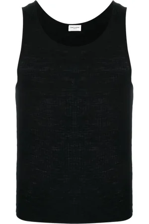 Saint Laurent Logo-embroidered ribbed tank top
